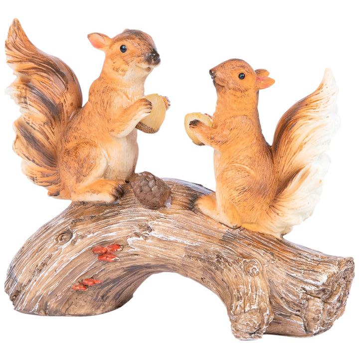 Dawhud Direct Squirrels on a Log Solar Light for Home and Outdoor Decor Squirrels Solar Powered Flickering LED Garden Light Backyard Woodland Decoration