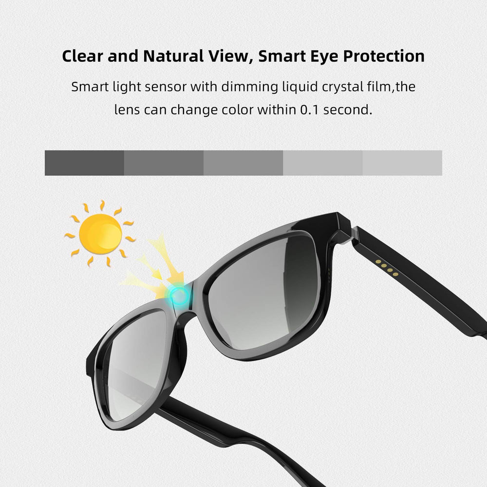 Frames Bluetooth Sunglasses Blue Light Filtering & Photochromic & Polarized Sunglasses Lenses 3 in 1, Night Driving Glasses for Men and Women