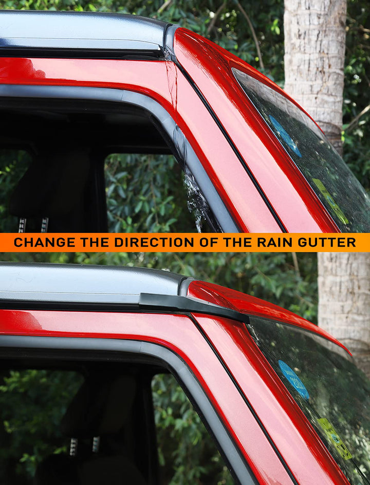 Upgraded Version Rain Gutter Extensions, Roof Hardtop ABS Rain Groove Diverter, Rainwater Deflector Compatible with 2018-2024 Jeep Wrangler JL 4xe &amp; Gladiator JT, Exterior Accessories, Black