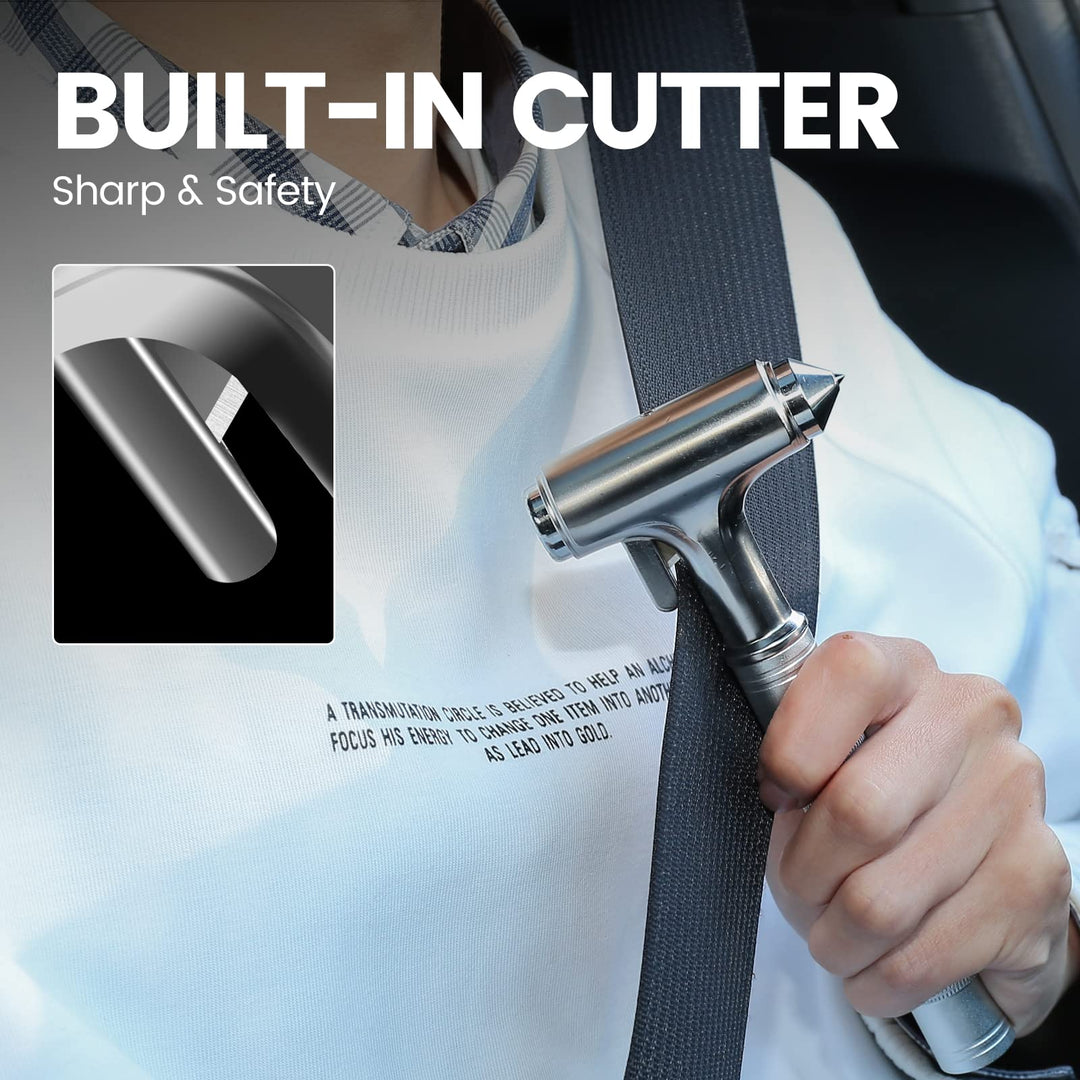 All Metal Window Breaker &amp; Seat Belt Cutter, Fireproof 3-in-1 Car Emergency Escape Kit Glass Breaker, Premium Car Safety Hammer, Hard Alloy Head Firefighter Tools