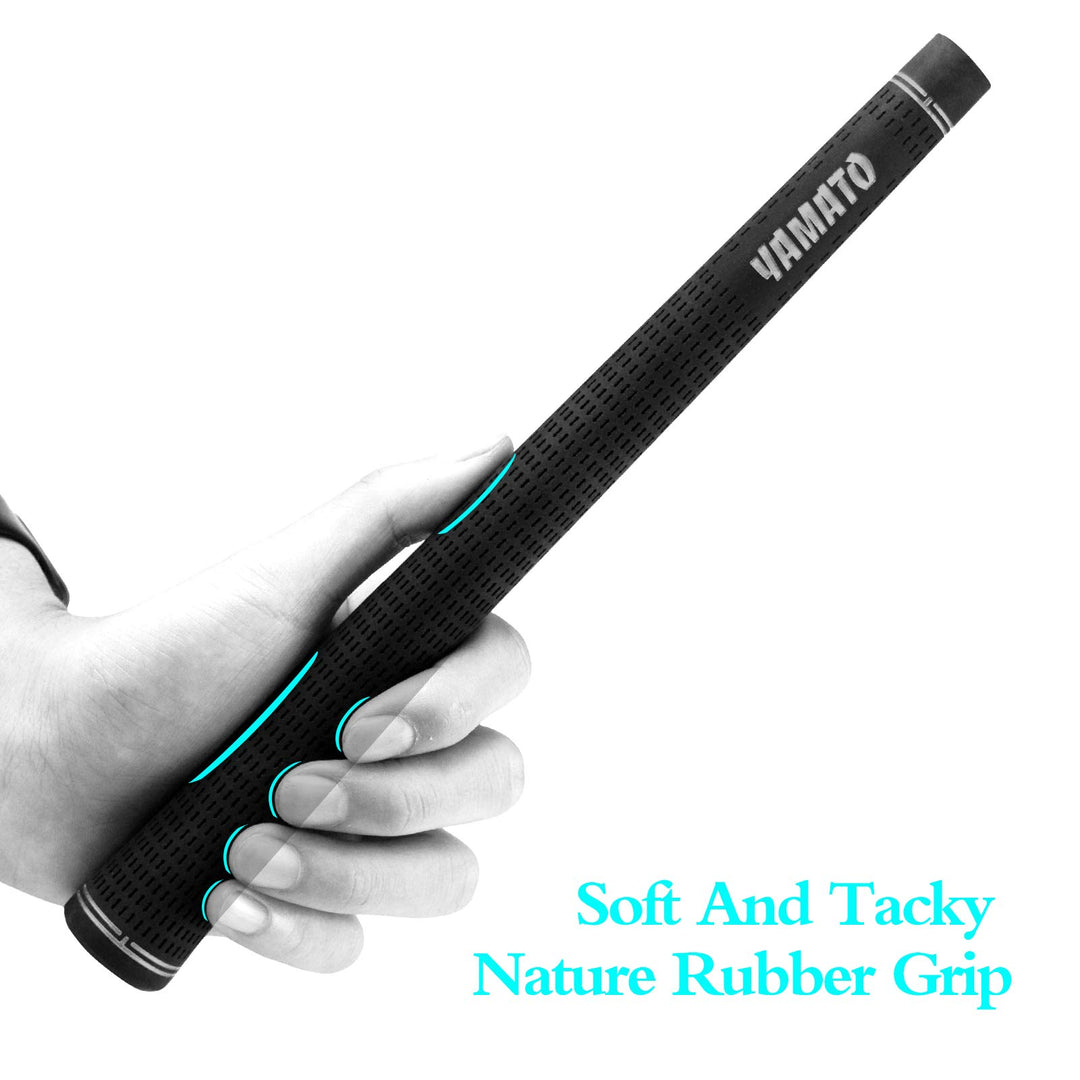 YAMATO Black Nature Rubber Golf Grips Set Packed with 13 Piece Mid Size Golf irons Grips,All Weather Golf Grip