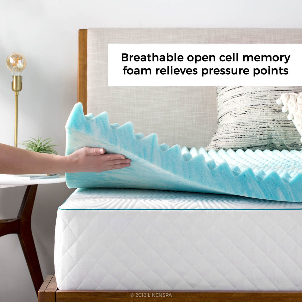 Linenspa 3 Inch Convoluted Gel Swirl Memory Foam Mattre