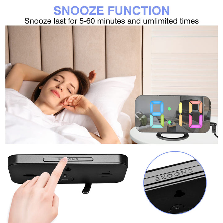 Digital Alarm Clock, Bedroom Decor, LED Mirror Desk Clock Large Display for Heavy Sleepers, Dual USB Charger Ports, 3 Level Brightness, Electronic Clock for Bedroom Home Living Room Office(Gold)