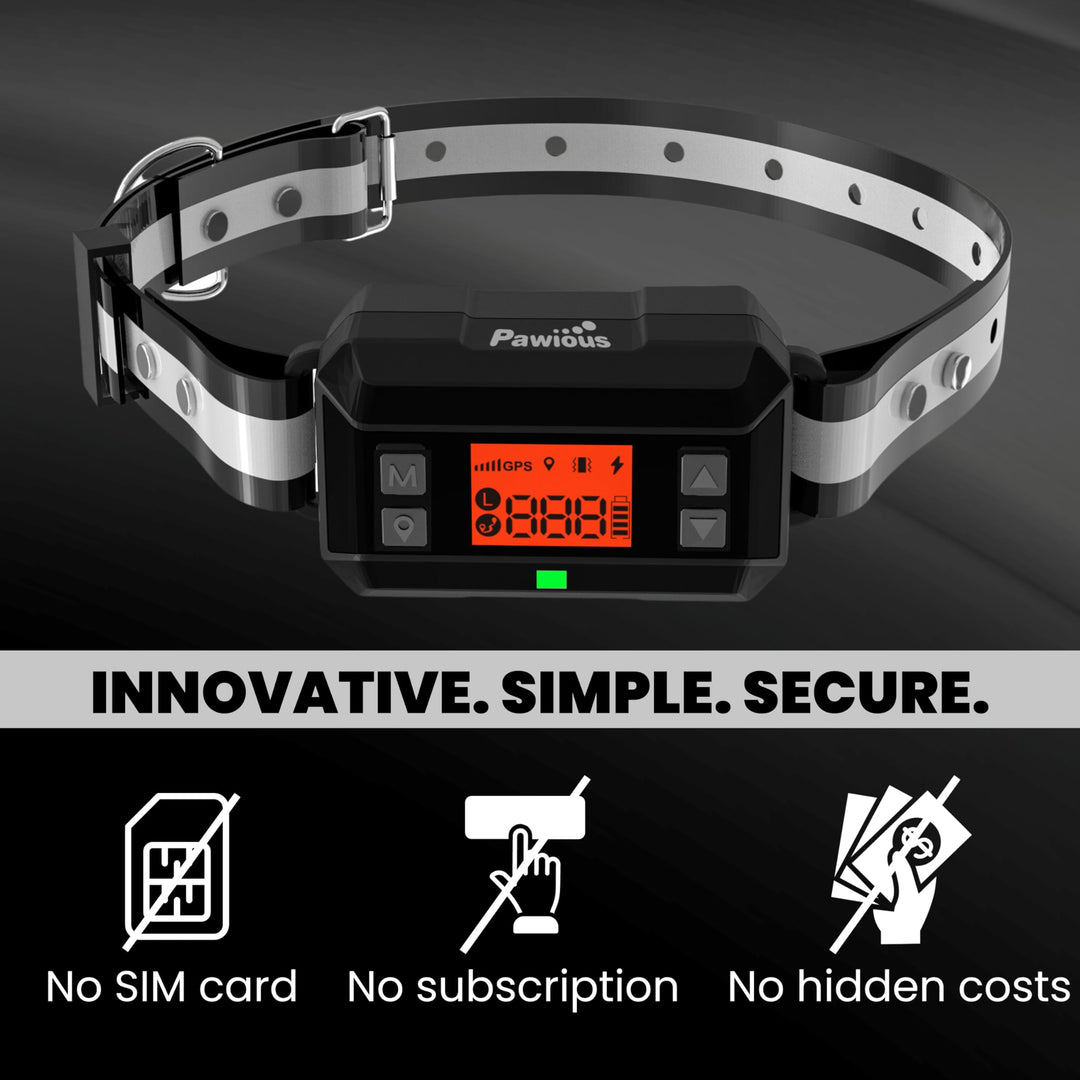 Pawious GPS Wireless Dog Fence - GPS Signal Boost, AI Scene Recognition - Radius from min 33 to max 1000 Yards, IPX7 Waterproof, Containment System for Medium and Large Dogs