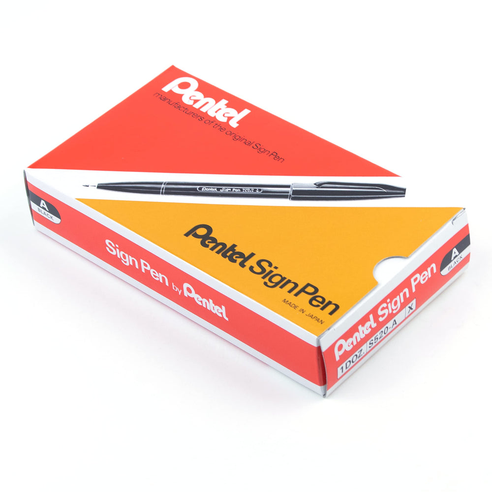 ® Sign Pens®, Fine Point, 2.0 mm, Black Barrel, Black Ink, Pack Of 12 Pens