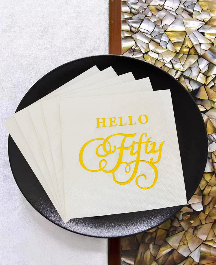 40 Counts Hello Fifty 50th Birthday Disposable Paper Na