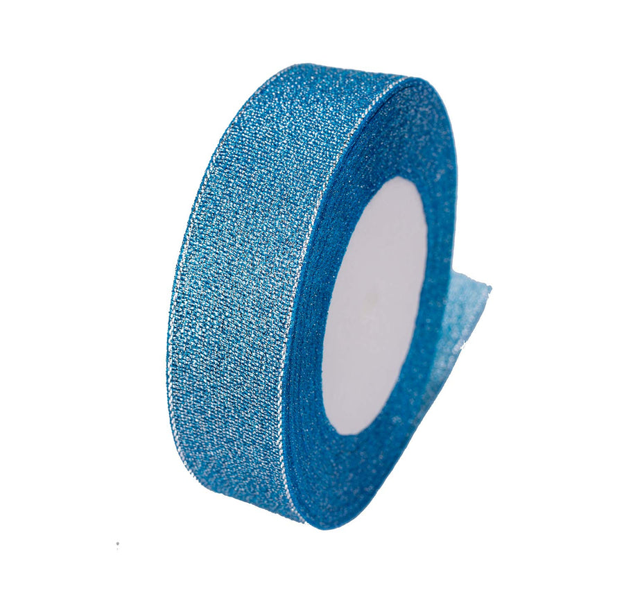 1 Inch Wide Glitter Ribbons,Colorful Silver Metallic Color Ribbons for Gifts Wrapping Home Decoration Wedding Party and DIY Crafts,25 Yards/Roll x 1 Roll (Peacock Blue)