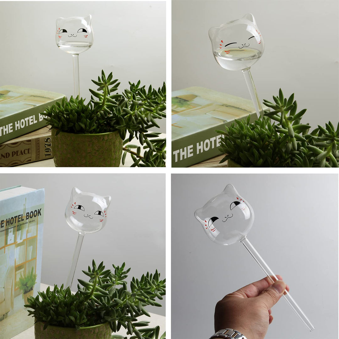 3 Pack Plant Waterer Self Watering Globes, Cute Cat Transparent Mini Durable Clear Glass Aqua Bulbs for Indoor, Automatic Plant Watering Devices, Gifts for Family and Friends