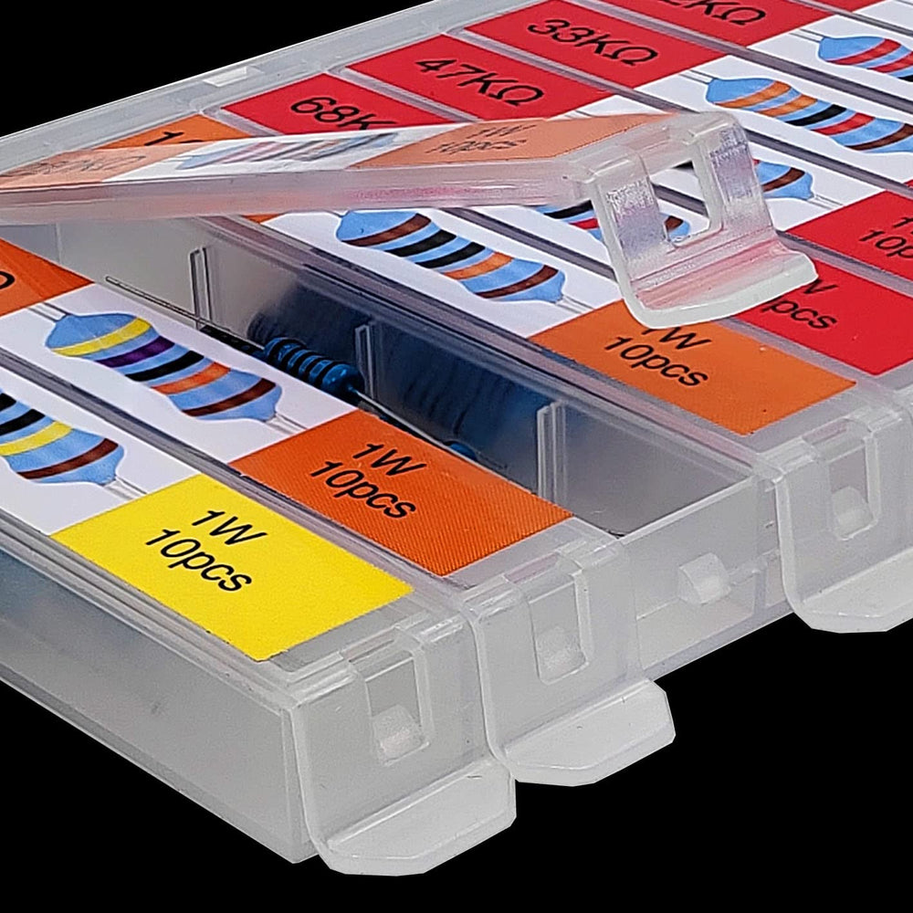 1W 30 Values 300pcs Individual Compartment 1 Ohm-1M Ohm with 1% Metal Film Resistor Assortment Kit and Electrical Industrial Assorted Set K Ohm Pack for Led Lights