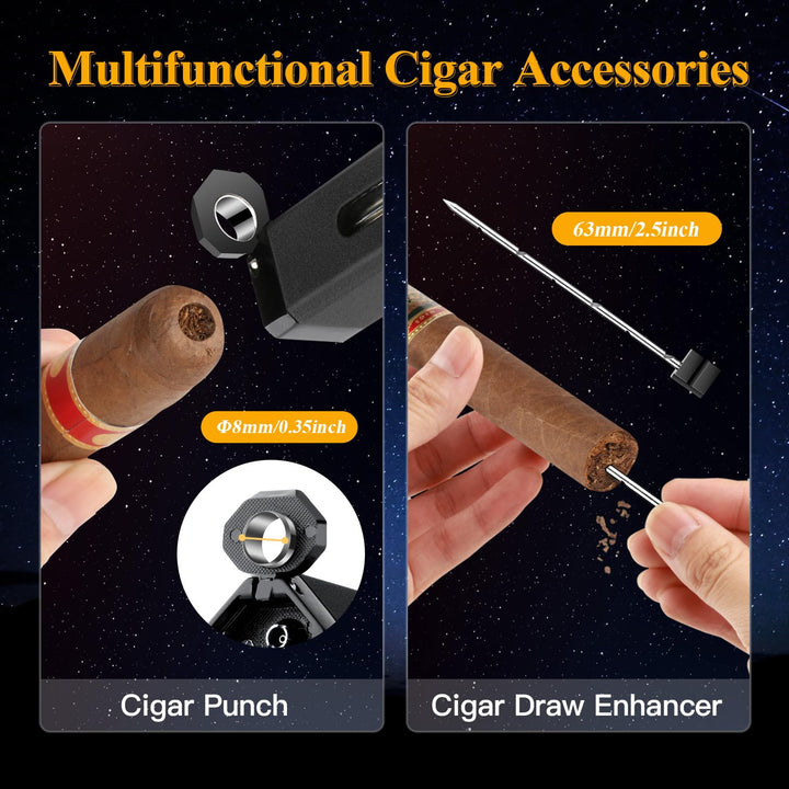 Cigar Humidor Cedar Wood Travel Portable Waterproof Cigar Case with Humidifier (Four Position)