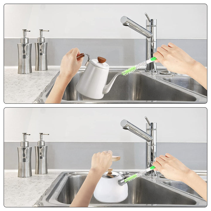 Bottle Brush Dishwashing Cleaning Brush Set, Bottle Scrubbing Silicone Kitchen Cleaner for Washing Glass, Baby Bottles, Mugs, Beer Wine Narrow Neck Water Sport Bottles, Antibacterial Long Handle