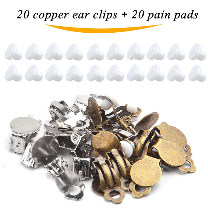 Clip-on Earring Findings, 20pcs (10 Pairs) Round Flat T