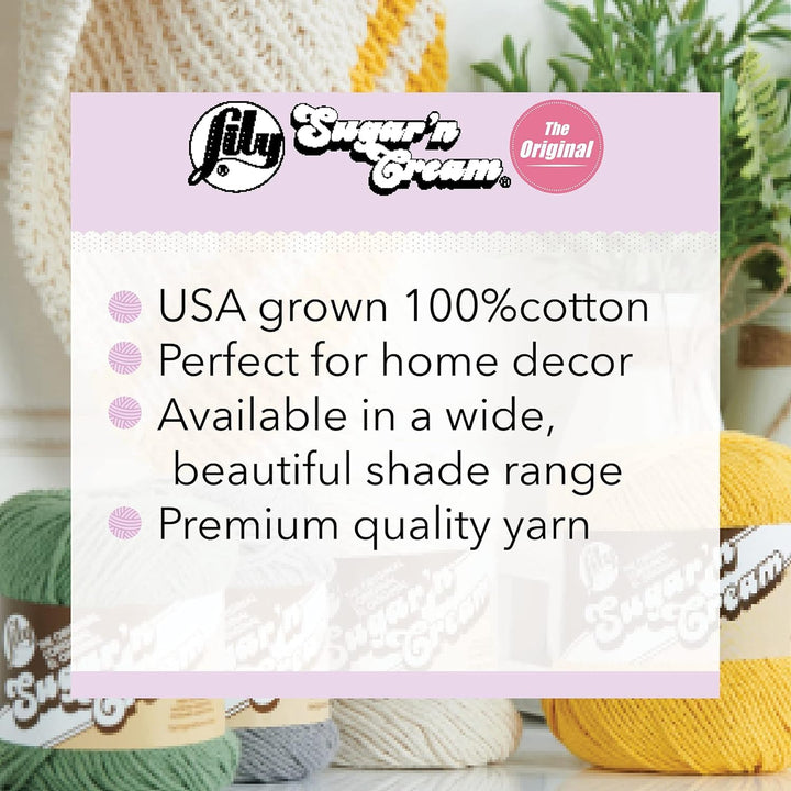 Sugar &#39;N Cream The Original Solid Yarn, 2.5oz, Medium 4 Gauge, 100% Cotton - Country Yellow - Machine Wash &amp; Dry