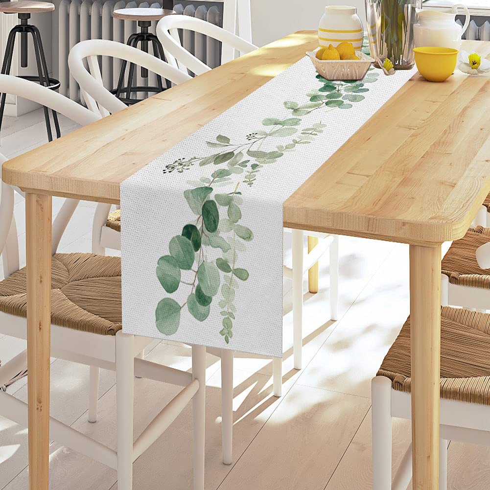 Greenery Table Runner ,Thanksgiving Table Decor Christmas Decoration Fall Table Runner for Farmhouse Decorations, Kitchen Dinning Outdoor Table Decor 13 x 70 Inch