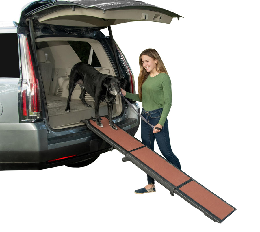 , Chocolate Travel Lite Ramp for Dogs & Cats, 71x16x4-inches, 15lbs, 200lb Load Capacity, Foldable, Rubber Grippers, Secure Placement, Patented Compact Easy-Fold Design, Two Models