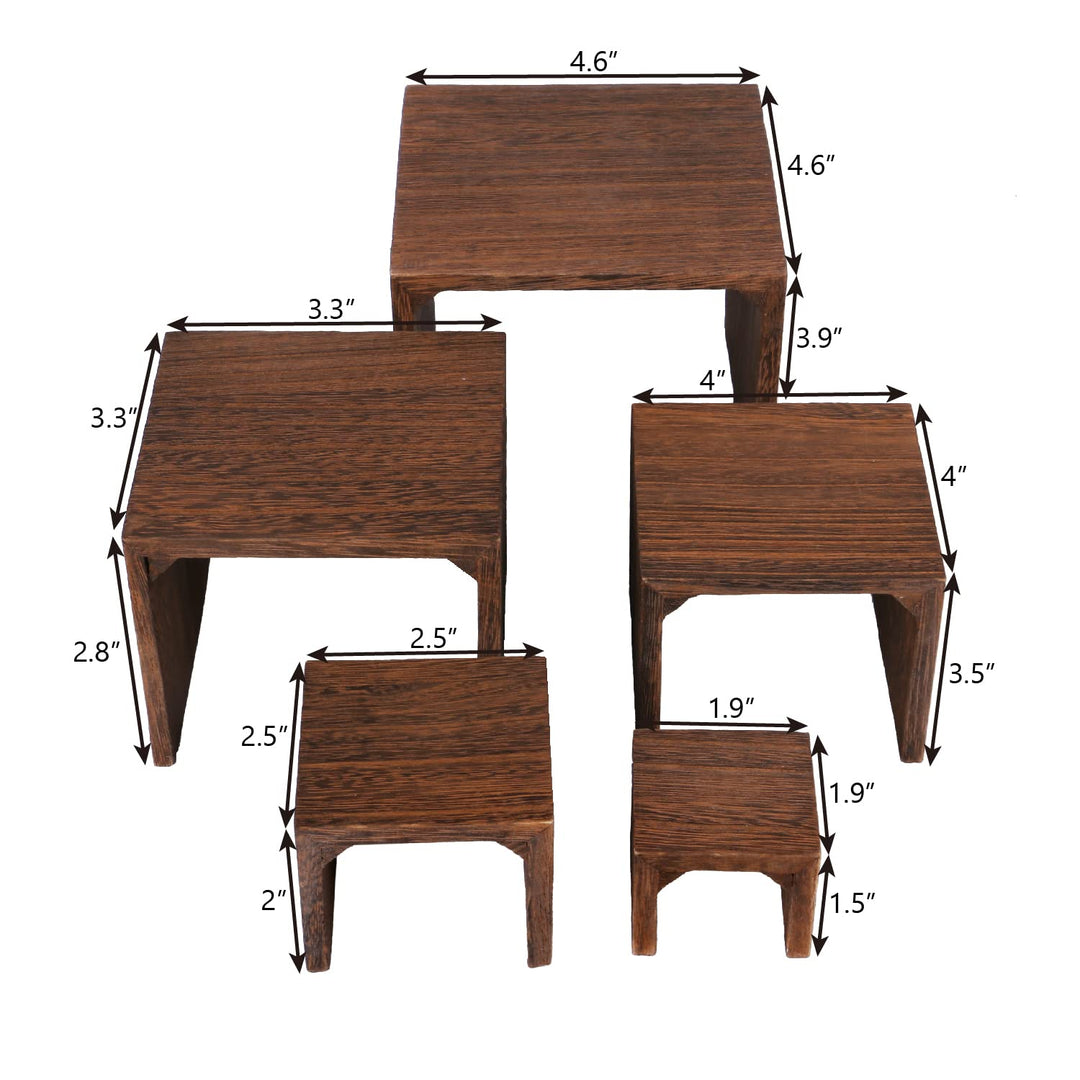 MOOCA 5-Piece Wooden Jewelry Display Risers - Multi-Fun