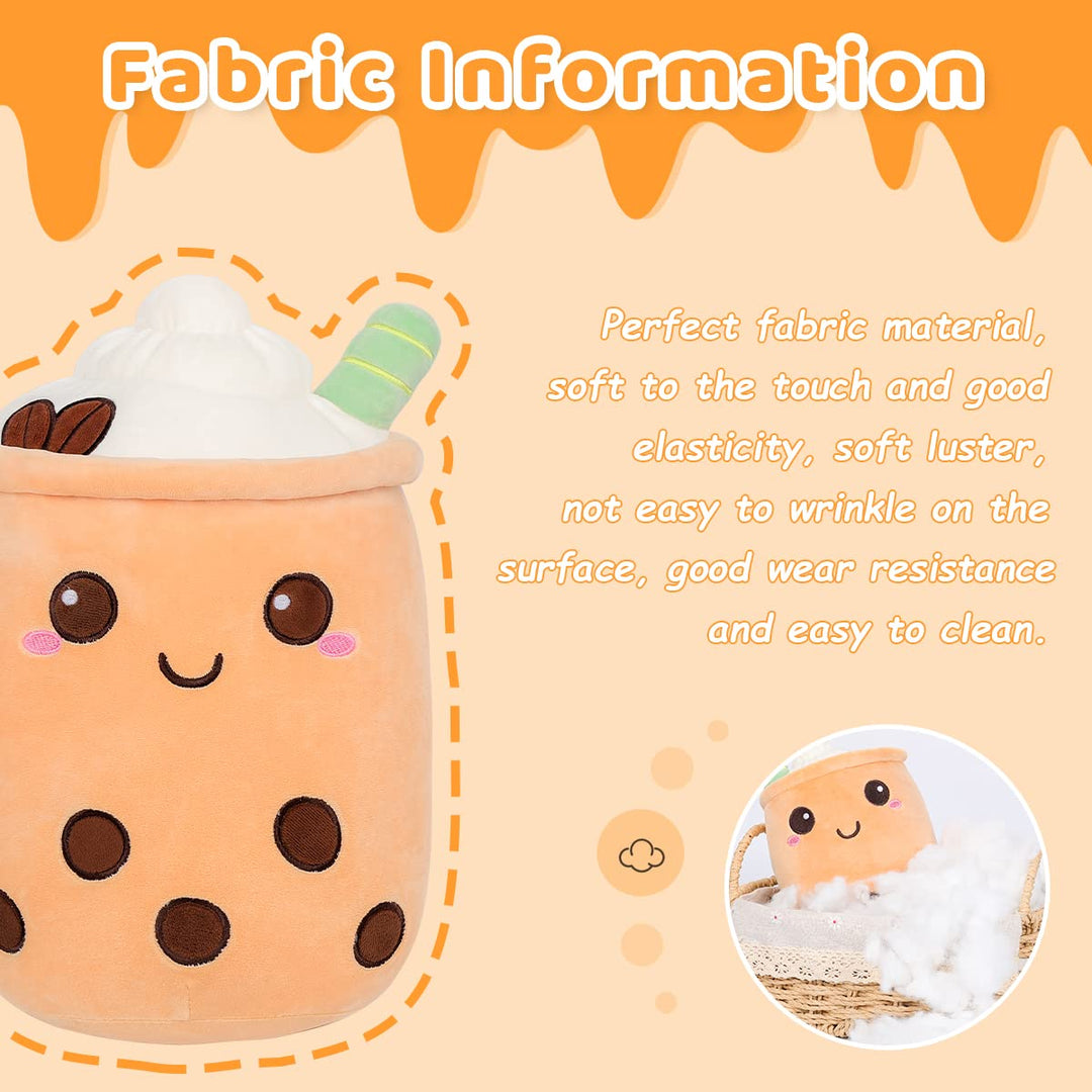 AIXINI 19.6 inch Stuffed Bubble Tea Plush Coffee Pillow Cartoon Cylindrical Milk Boba Tea Cup Pillow, Super Soft Kawaii Hugging Cushion Realistic Plush Food