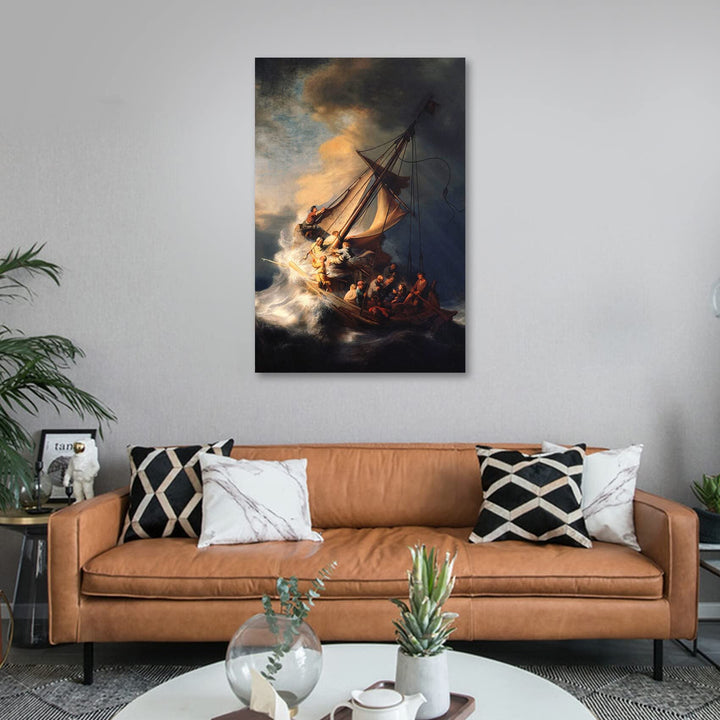 Wall Art Posters Christ in The Storm on The Sea of Galilee by Rembrandt Canvas Art Posters for Living Room, Bedroom, Office, 12x18 unframed