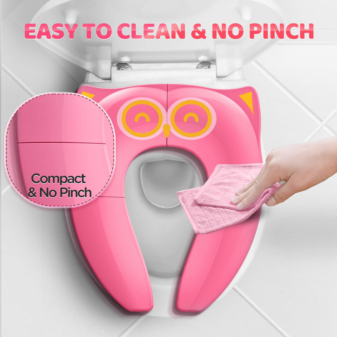 Upgrade Non-Slip Easily Removed Foldable Travel Potty Seat for Toddlers &amp; Kids, 6 Large Non-slip Silicone Pad, Home Reusable Portable Toilet Seat Cover Fits Most Toilets, Free Carry Bag