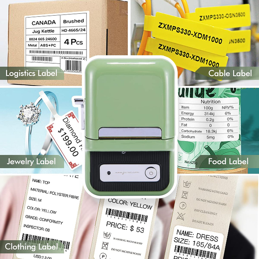 2 Inch Label Printer B21 with 230 Labels, Bluetooth Thermal Labels Maker Small Business Sticker Printers, Suits for All Purpose Labels Barcode Price Text, Compatible with iOS & Android (Green)