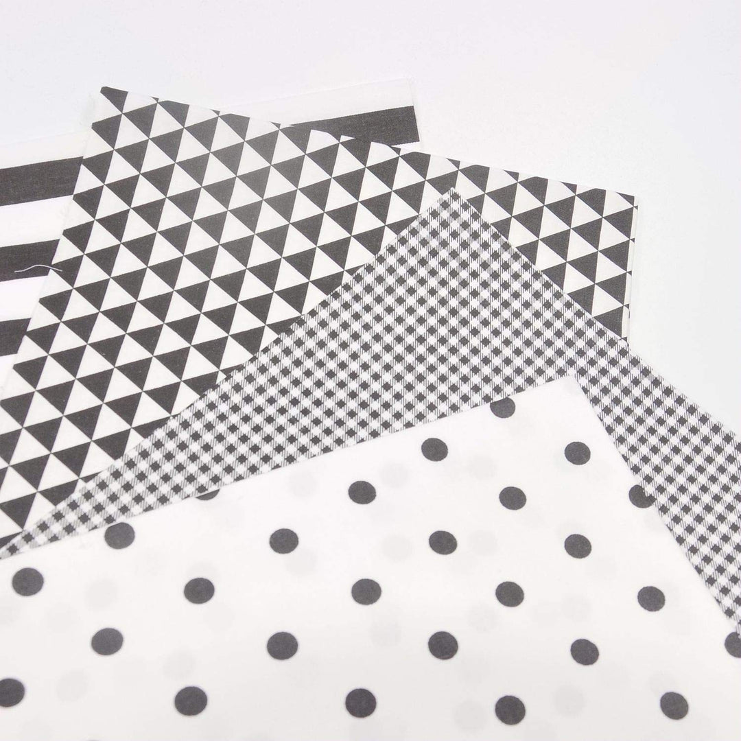 Quilting Fabric,Black/White Fat Quarters Fabric Bundles,100% Cotton Fabric for Sewing Crafting,Print Star,Striped, Polka Dot Fabric,18 x 21(Black/White)