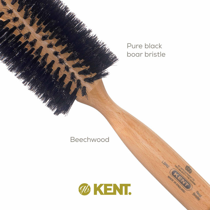 Kent LBR2 Finest Hair Brushes for Women Blow Dry Brush Made of Beechwood - Spiral Radial Boar Bristle Hairbrush for Short or Shaped Hair - Royal Salon Style Straightening Pure Wood Brush from Kent
