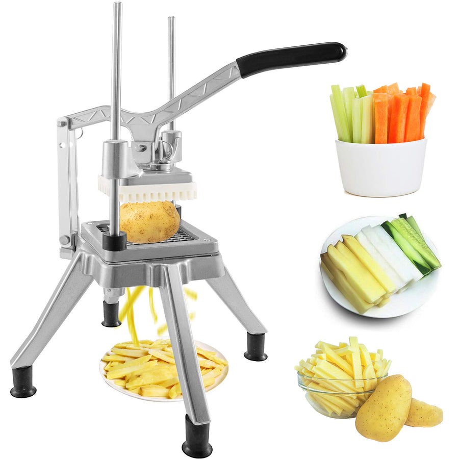 Happybuy Commercial Vegetable Fruit Chopper 1/4 Blade Heavy Duty Professional Food Dicer Kattex French Fry Cutter Onion Slicer Stainless Steel for Tomato Peppers Potato Mushroom, Silver