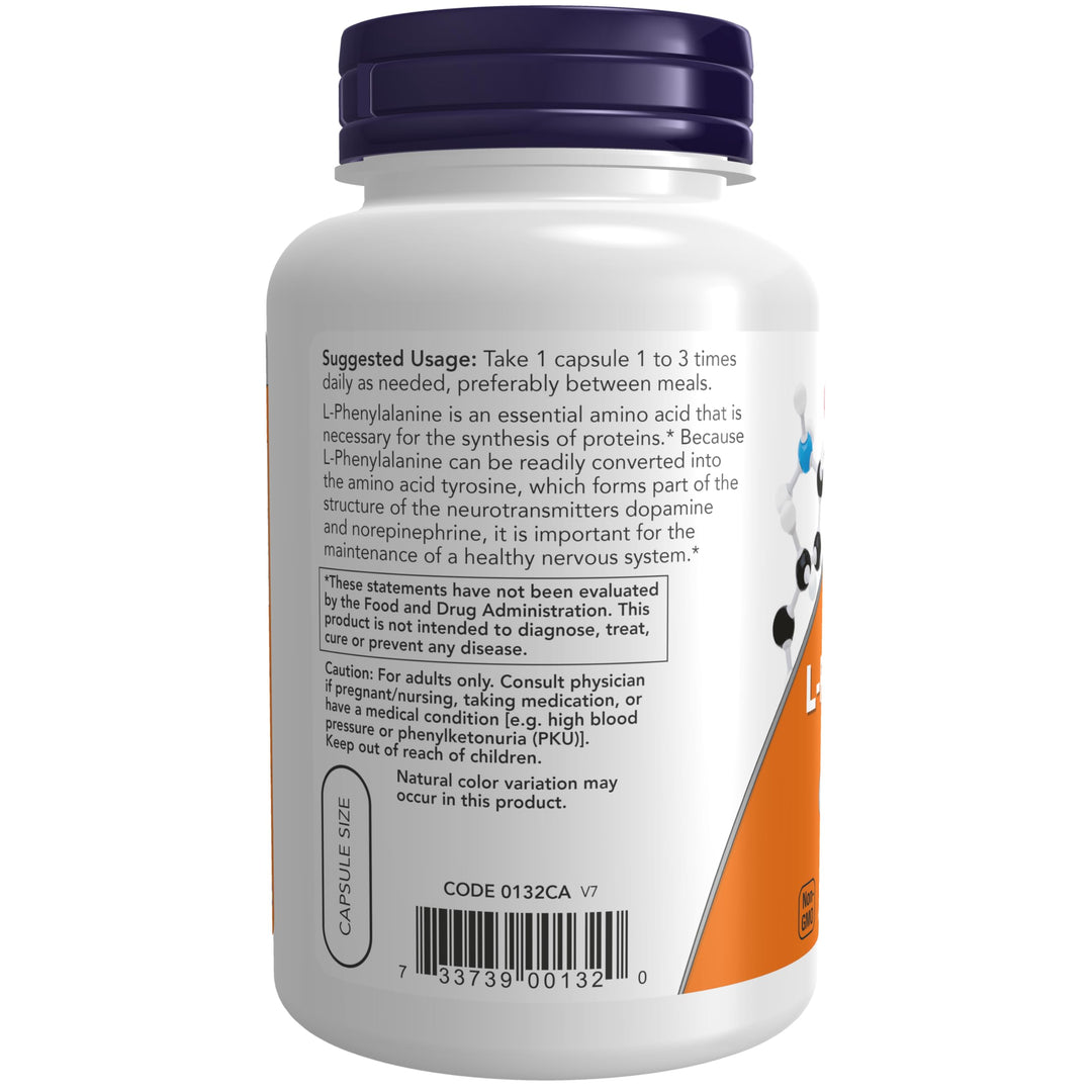 NOW Supplements, L-Phenylalanine 500 mg, Nervous System