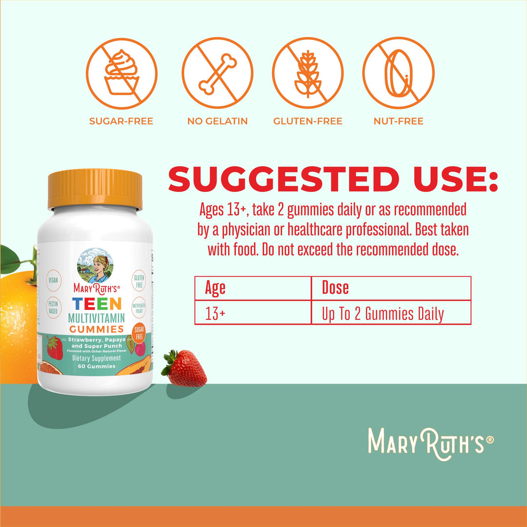Multivitamin for Teens | Teen Multivitamin Multimineral Gummies with Vitamin B, C, D and E, Biotin, Zinc | Teen Vitamins | Vegan | Sugar Free | Gluten Free | 60 Count