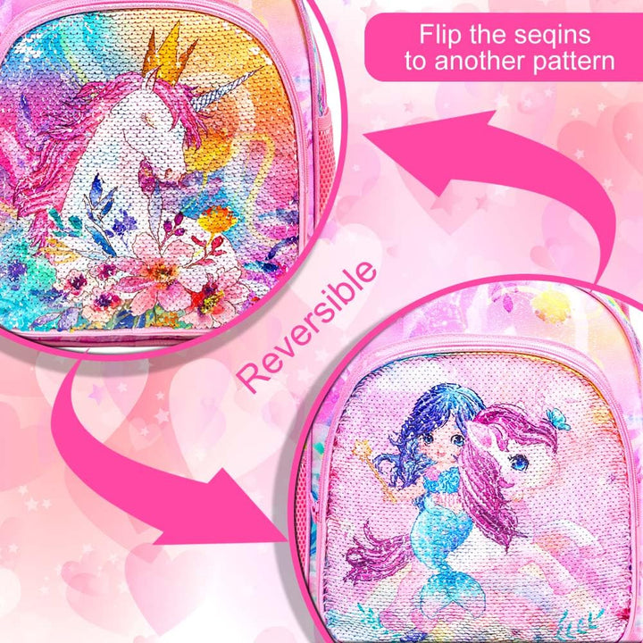 Toddler Backpack for Girls, 12 Cute Unicorn Sequin Preschool Bookbag, Kindergarden School bag for little Kids