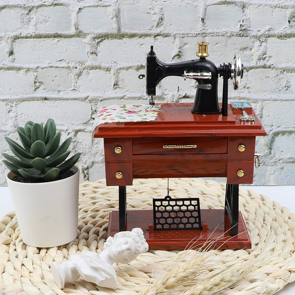 , Sewing Machine Music Box Vintage Musical Classical Desk Decor Christmas Valentine's Day 1 Pack