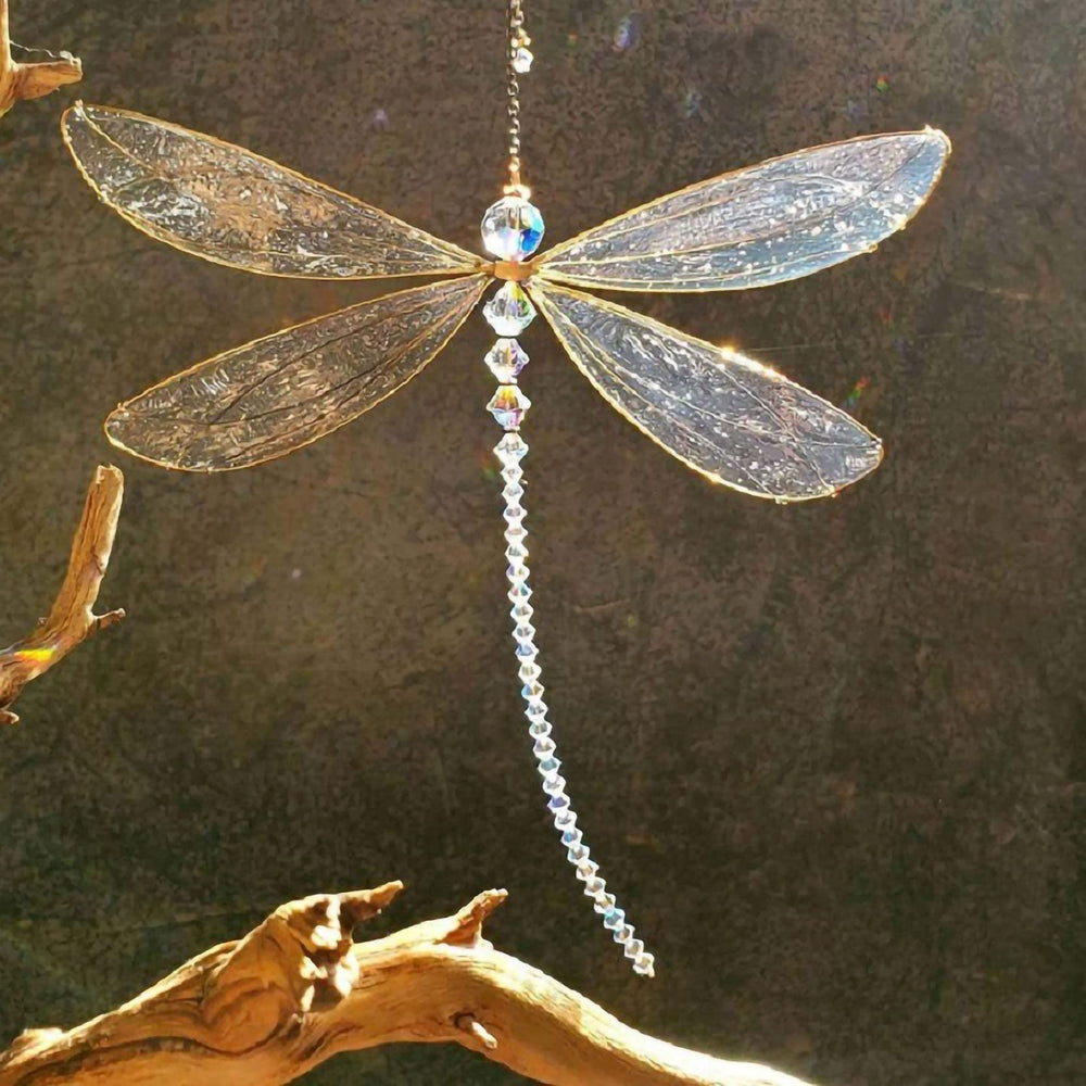 Suncatcher Dragonfly, Small Dazzlefly Dragonfly Sun Catcher with Crystals,Rainbow Maker Pendant Window Hanging Ornamen…