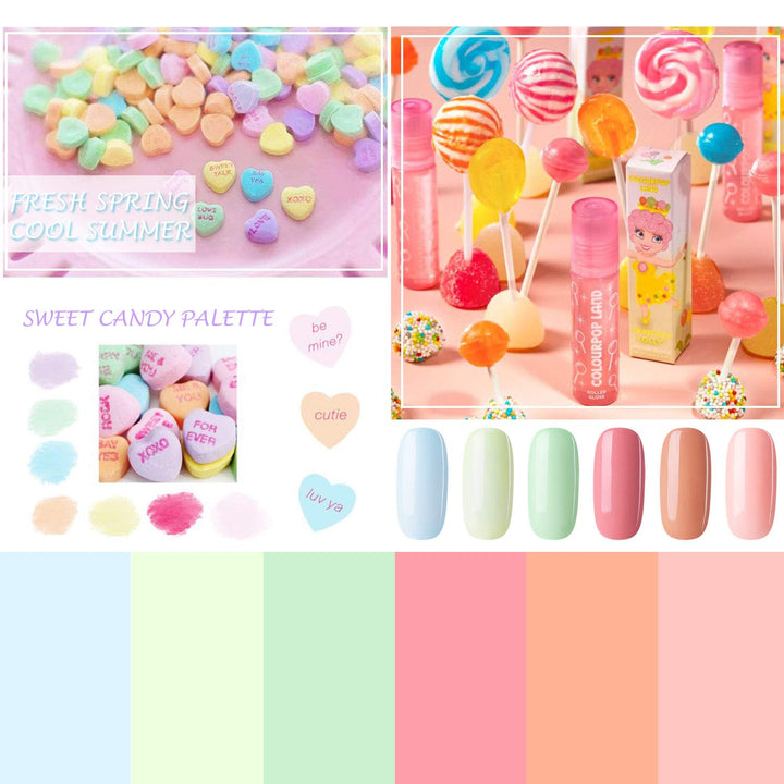 Gel Nail Polish Kit 6 Colors - Bright Candy 6 Colors Fresh Sweet Tones, Trendy Girly Summer Gel Polish Nail Art Gel Manicure Set