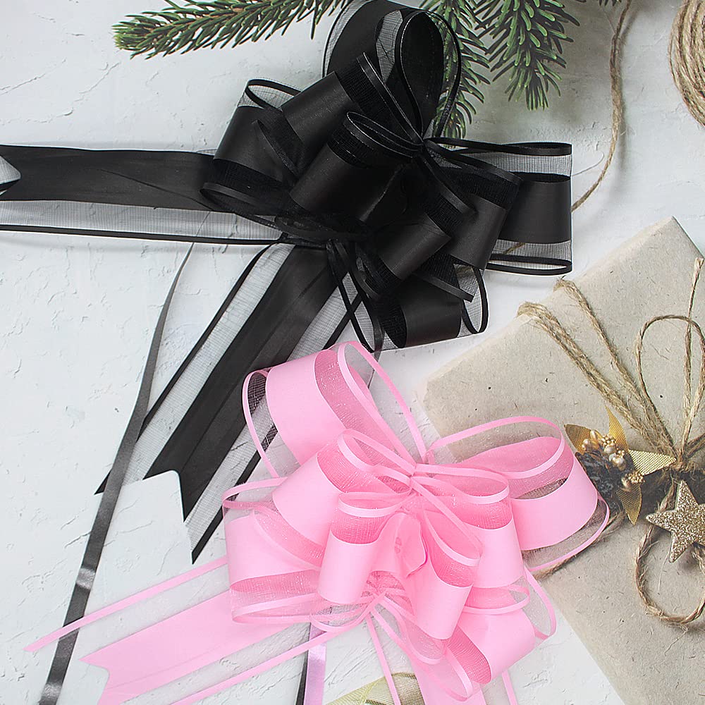 WDHHNP 20 PCS Large Bows for Gift Wrapping,Pink Pull Bo