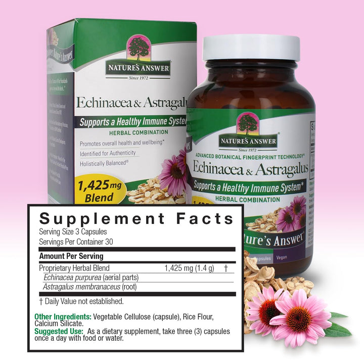 Nature&#39;s Answer Echinacea &amp; Astragalus | Supports a Healthy Immune System | Vegan, Non-GMO &amp; Kosher Certified |Capsules 90Ct