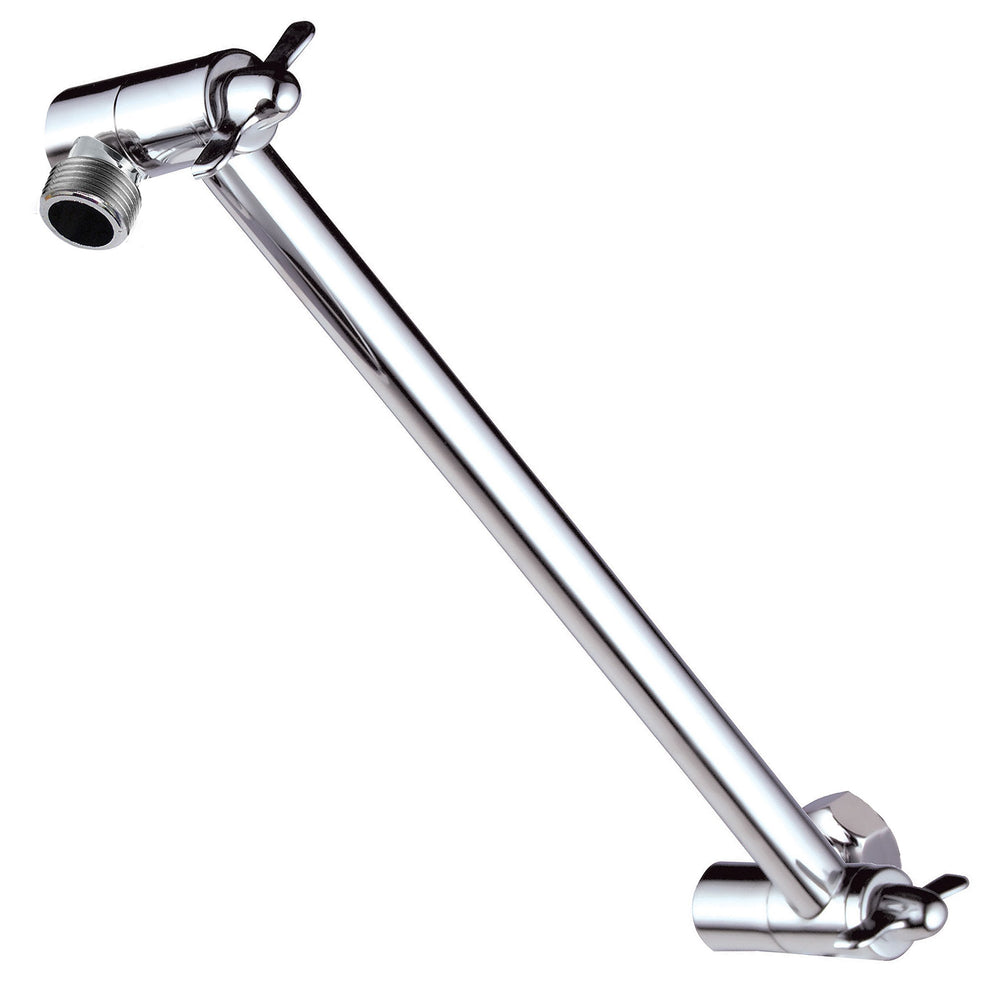 11 Solid Brass Adjustable Shower Arm with Lock Joint, Chrome, 2-Ft Range, Universal Connection
