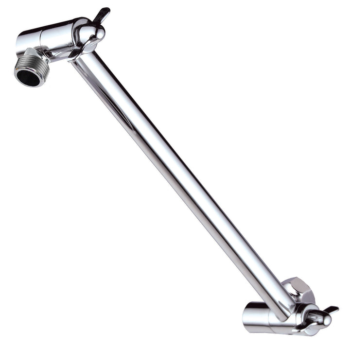 11 Solid Brass Adjustable Shower Arm with Lock Joint, Chrome, 2-Ft Range, Universal Connection