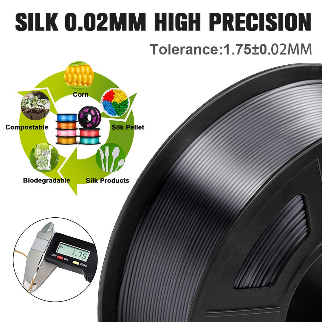 SUNLU Shiny Silk PLA Filament 1.75mm, Neatly Wound Glos