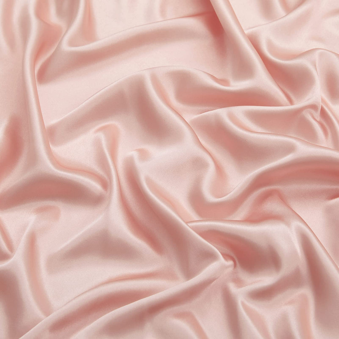King Silk Satin Fitted Sheet, Soft Deep Pocket Single Bottom Bed Sheets Sold Separately, Wrinkle Free, Non- Fading, Breathable, Fully Elasticized(King Size, Blush)