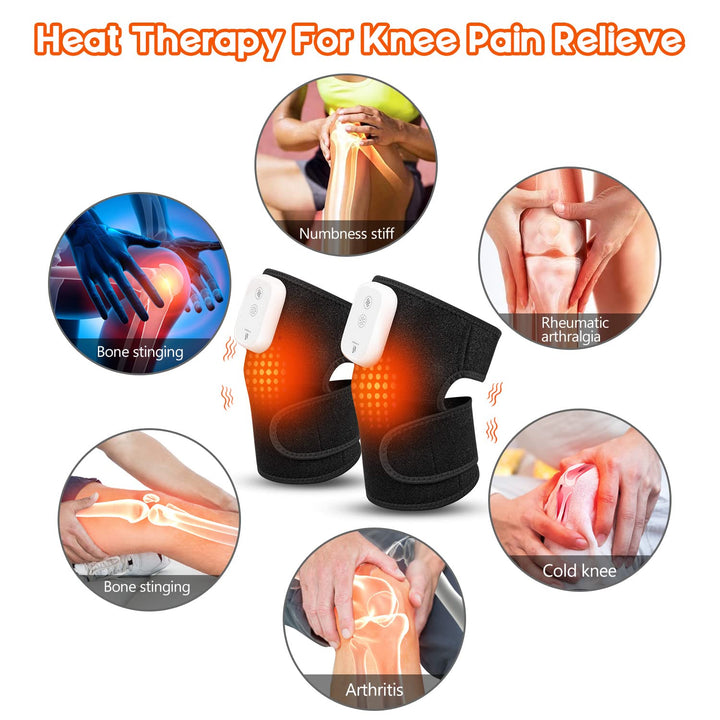 Heated Knee Brace for Pain Relief,3 adjustable intensity and temperature knee massagers,3 kinds of intensity and temperature adjustable knee massager, built-in 5000 mAh battery, a pack