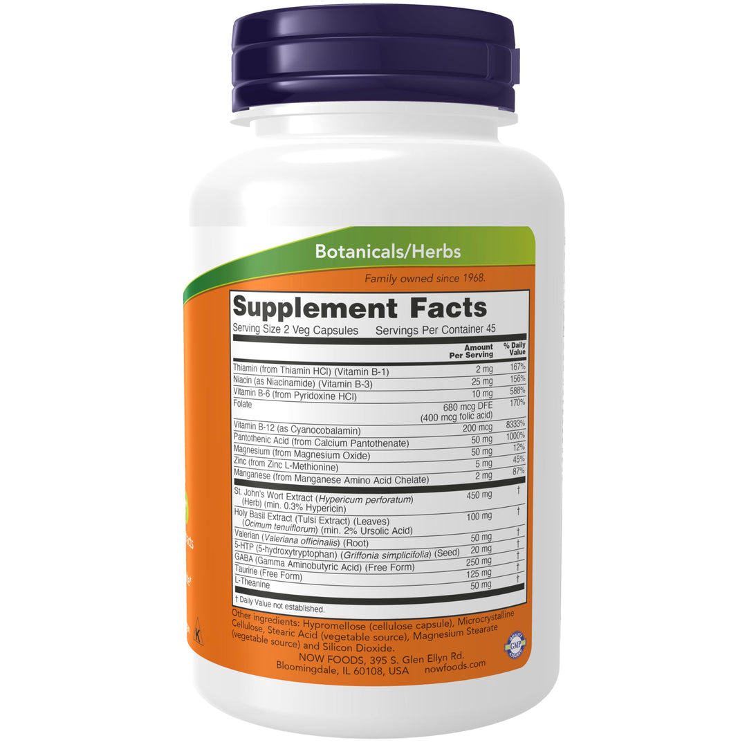 NOW Foods Supplements, Mood Support with St. John's Wort, Nutrient and Herbal Extracts, 90 Veg Capsules
