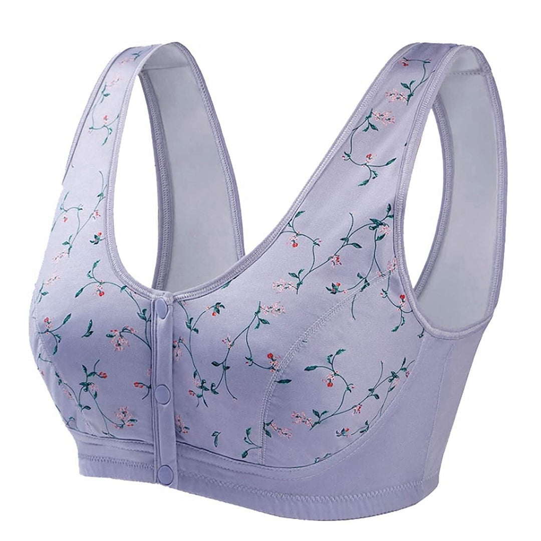 Front Button Bra, Convenient Front Button Bra,Front Closure Sports Bras Women Cotton Ultra Soft Cup,Everyday Sleep Bras,Front Closure Cotton Sports Bras for Women Girls (Light Purple,40)