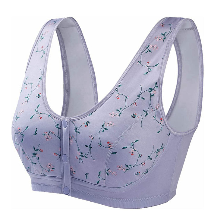 Front Button Bra, Convenient Front Button Bra,Front Closure Sports Bras Women Cotton Ultra Soft Cup,Everyday Sleep Bras,Front Closure Cotton Sports Bras for Women Girls (Light Purple,40)