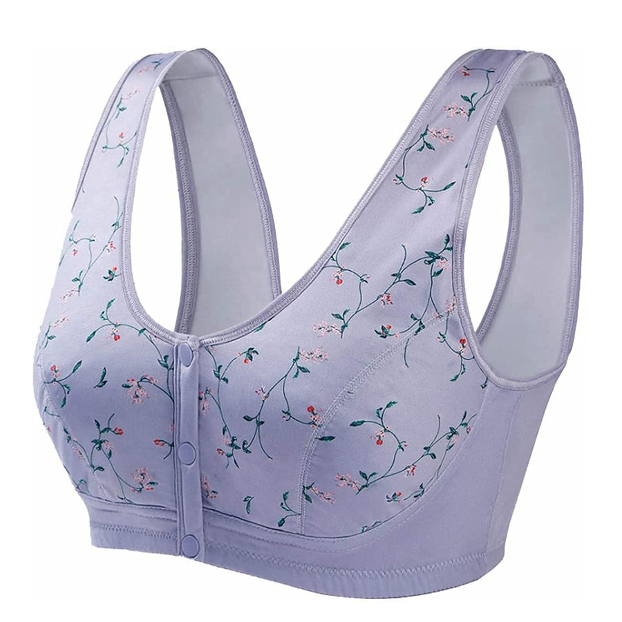 Front Button Bra, Convenient Front Button Bra,Front Closure Sports Bras Women Cotton Ultra Soft Cup,Everyday Sleep Bras,Front Closure Cotton Sports Bras for Women Girls (Light Purple,40)