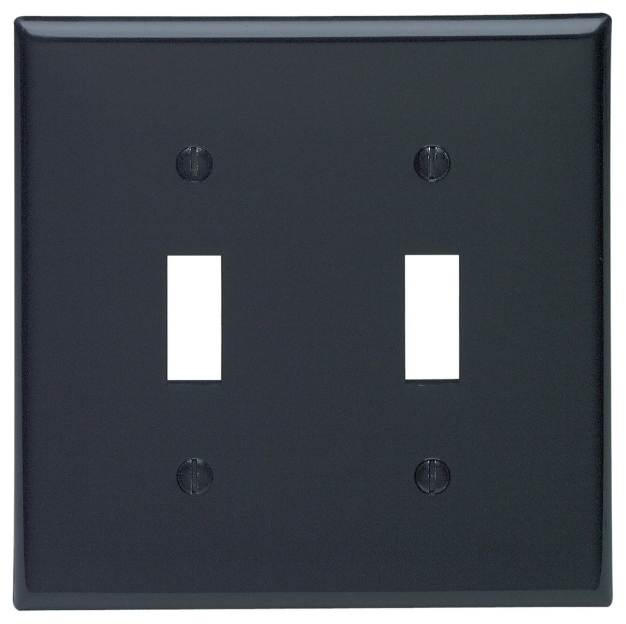 80709-E 2-Gang Toggle Device Switch Wallplate, Standard Size, Thermoplastic Nylon, Device Mount, Black