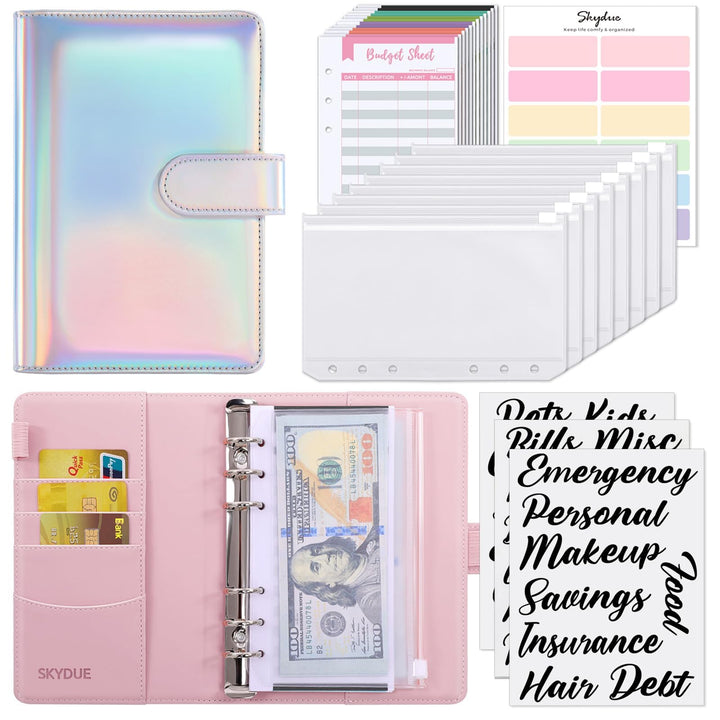 Budget Binder, Money Saving Binder with Zipper Envelopes, Cash Envelopes and Expense Budget Sheets for Budgeting