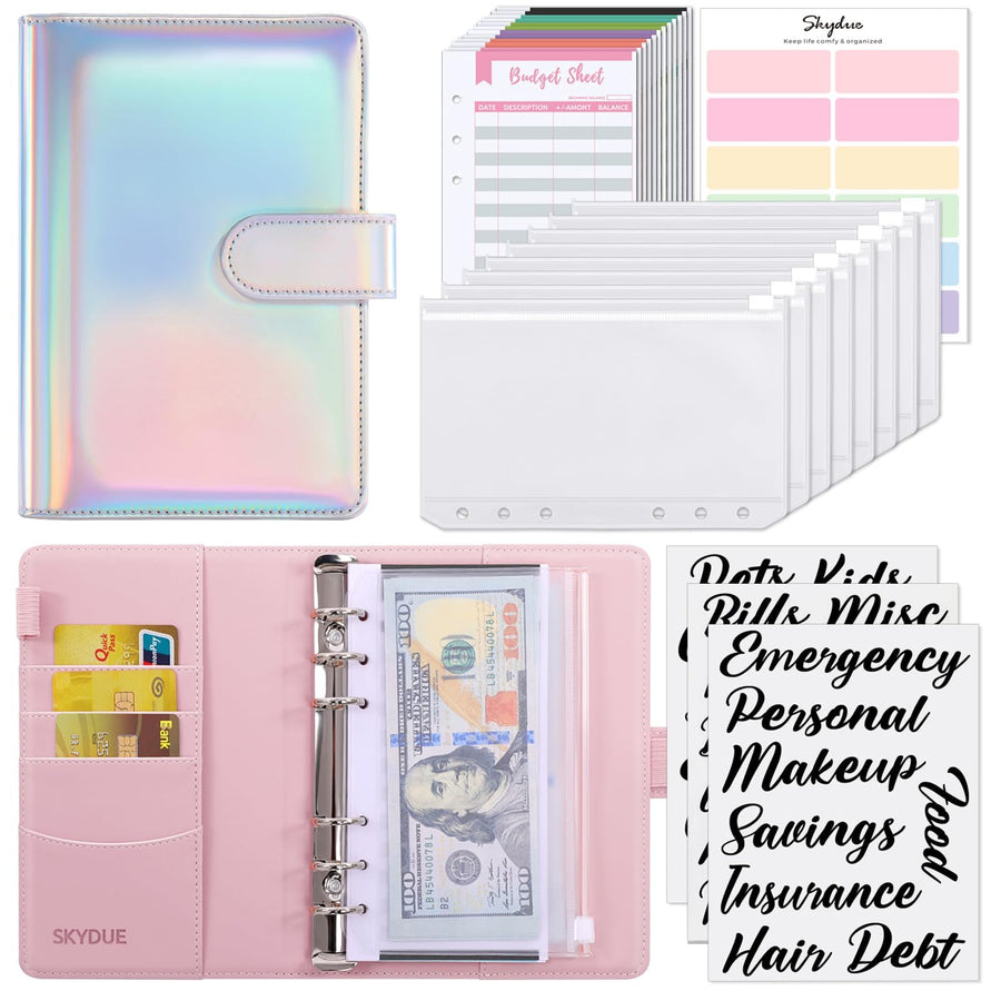 Budget Binder, Money Saving Binder with Zipper Envelopes, Cash Envelopes and Expense Budget Sheets for Budgeting