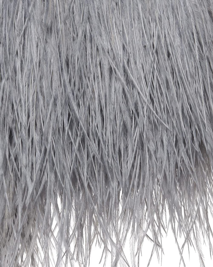Ostrich Feathers Sewing Fringe Trim Ribbon for Crafts Clothes Accessories Latin Wedding Dress DIY 2-5 Yards 3-4inch Width (2 Yards, Gray)