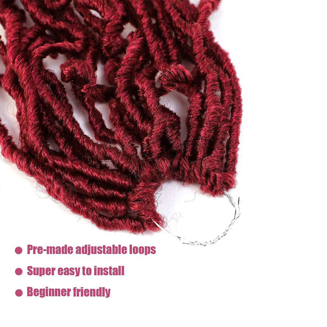 36 Inch 1 Packs Soft Locs BUG Red Color Burgundy Crochet Hair Pre Extended Long New Faux Locs Pre-looped Super Lightweight Synthetic Hair Braids For Black Women (36inch, 1pack, BUG)