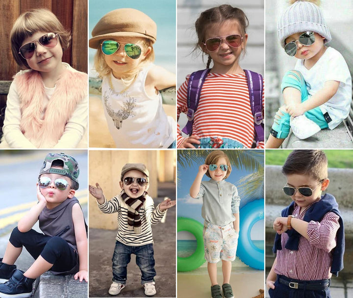 Kids Small Polarized Aviator Sunglasses for Girls and Boys Age 4-16 (Gold/Brown)